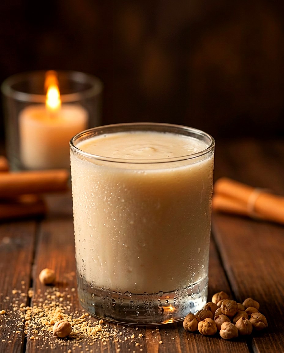 Dışı buğulanmış, uzun bardakta soğuk boza